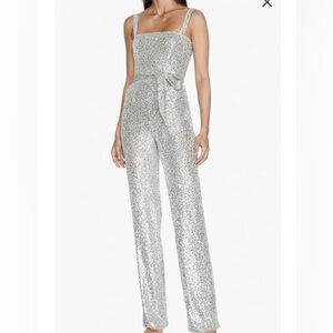 Dress the Population Silver Sequin Jumpsuit